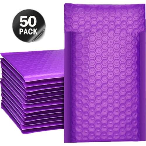 50 Pcs Bubble Mailers Bags Packaging for Mailing Gift Poly Envelopes Bubble Mailers Padded Envelopes Purple White Black And Pink