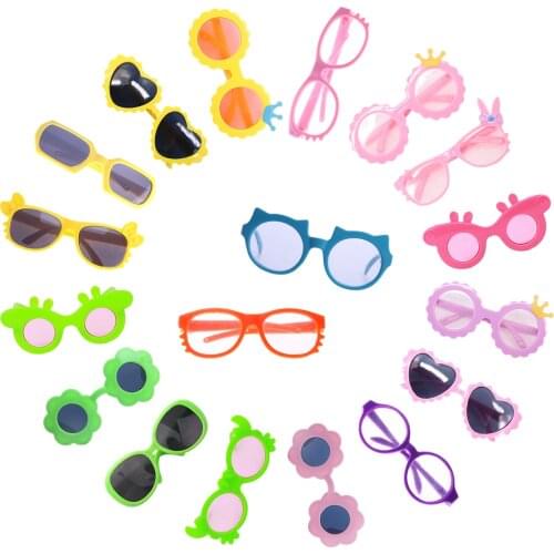 Doll Fashion Glasses Accessories Cartoon pattern of colorful sunglasses for 18 inch American Girl Doll&43CM New Baby Born Doll