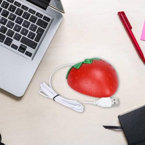 Cute Cartoon Strawberry Wired Mouse Mini 3D Mouse For Gilr Mice USB Mause DPI 800 Computer Gift Office For Laptop Optical Q0Q9
