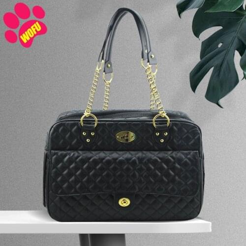 WOUWOFU Fashion Luxury Pet Carrier, Waterproof Premium PU Leather Carrying Handbag，Puppy Small Dog Carrier, Cat Carrier Bag