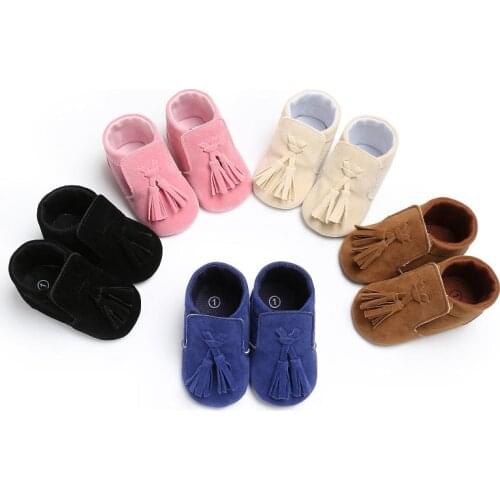 0-18M Newborn Toddler Infant Boys Girls Tassel Shoes Toddler Soft Sole Coral Velvet Baby Moccasins Shoes Baby Crib Shoes PU