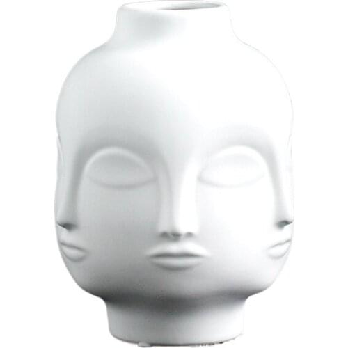 Ladies Face Head Planter Vase Face Vase for Flower Human Face Flower Vase Succulent Pot Home Garden Ornament White Ceramic Craft