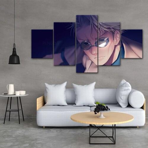 Wall Art 5 Panel Japan Anime Nanami Kento Poster Home Decor Modular Prints Pictures Jujutsu Kaisen Canvas Painting Bedroom Frame