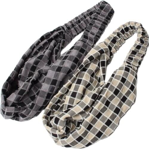 1PC Lady Headdress Plaid Headband Elastic Hairband Head Wrap Women Hair Accessories for Women Hair Bands