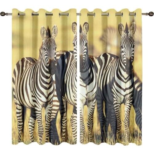 Customized Zebra Print Windows Curtains for Living Room Kids Bedroom Decorative Kitchen Drapes Window Treatments Dropship