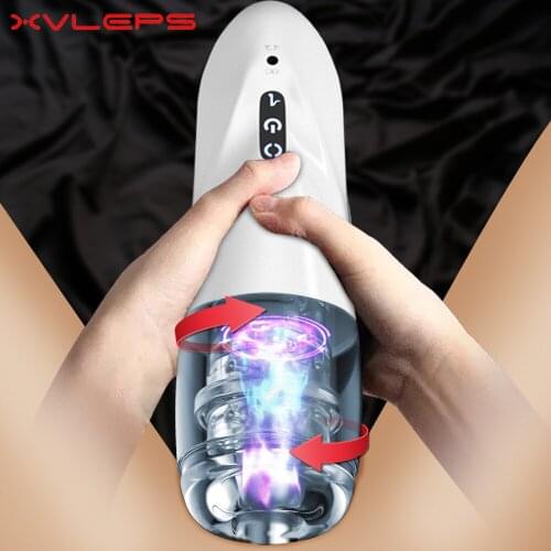 Xvleps Automatic Telescopic Rotation Male Masturbator 10 adjustable Modes pussy Masturbator Cup Electric Climax Sex Toy for Men