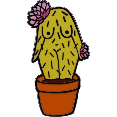 Girl body cactus succulent plant brooch fashion Jewelry