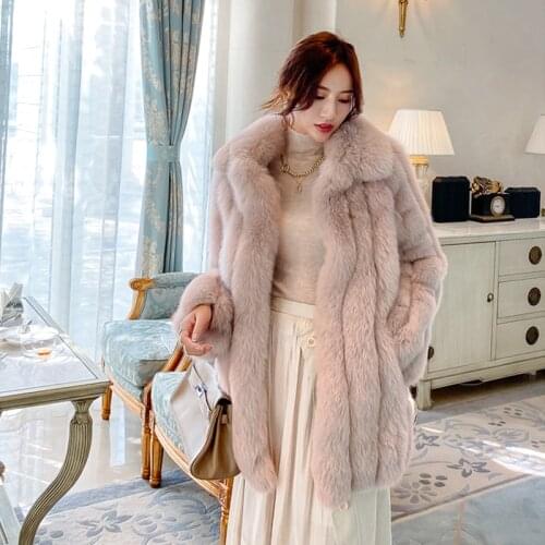 Fashion design 2020 Winter New Ladies long Natural fox fur coats thickening real fur women outwear coats
