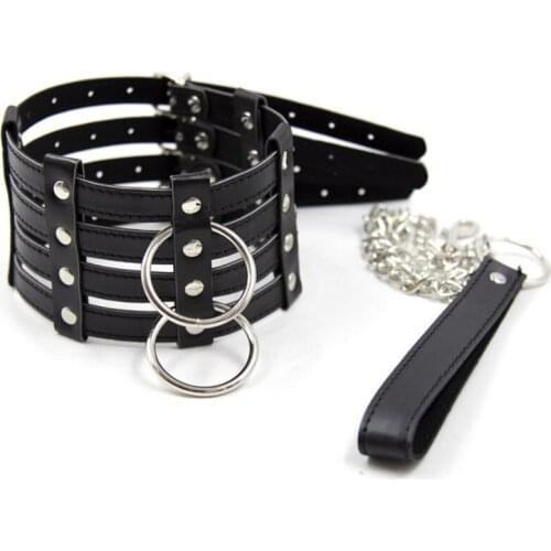 1PC AAA PU Leather Sex Slave Posture Collar And Leash,Dog Neck Collar Fetish Bondage Sex Toys Accessories For Adults,Sextoy