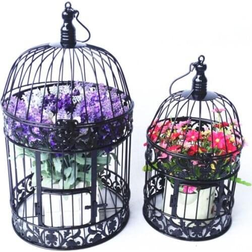 14x25/19x35cm Handmade Black metal decorative wedding bird cage set wedding decoration wedding favors and gifts