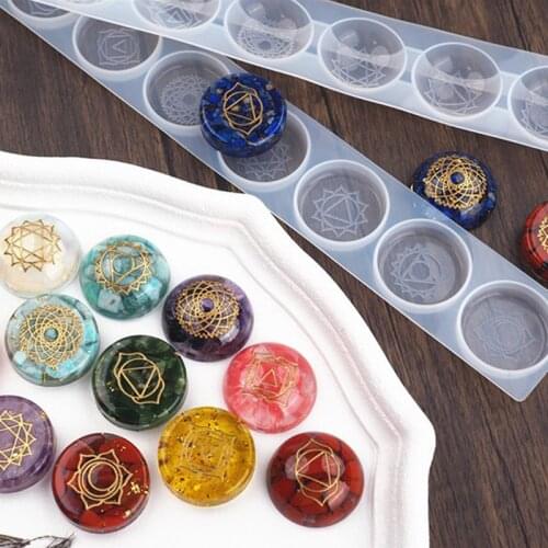 2pcs Silicone 7 Chakras UV Resin Mold DIY Handcraft Pendant Jewelry Accessories