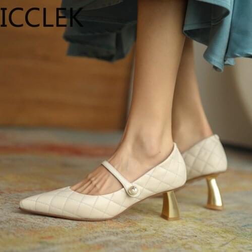 2020 Fashion Woman Shoes Pointed Fine with Heels Shallow Mouth High Heels Soft Leather Pumps Shoes Mujer