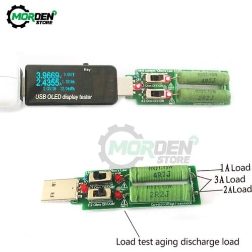 2X10W USB Resistor DC Electronic Load With Switch Adjustable Current 5V 2A Battery Capacity Voltage Discharge Resistance Reset