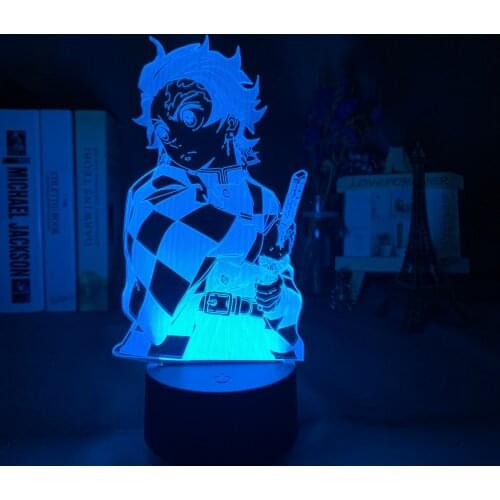 Anime Kimetsu No Yaiba Tanjiro Kamado Figure 3d Lamp for Child Bedroom Decor Nightlight Kids Led Night Light Demon Slayer Gift