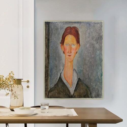 Amedeo Modigliani《Woman with black tie》Canvas Art Oil Painting Artwork Poster Picture Wall Hanging Decor Home Decoration