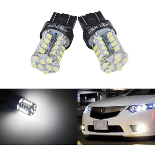 ANGRONG 2X 6000K Xenon White 580 7443 W21/5W 582 LED SideLight Reverse Backup Light DRL Bulbs Dual Filament 12V 6W