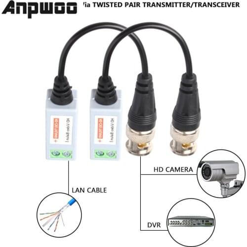 ANPWOO CCTV Camera Passive Video Balun BNC Connector Coaxial Cable Adapter for Security CCTV Analog camera DVR Systems