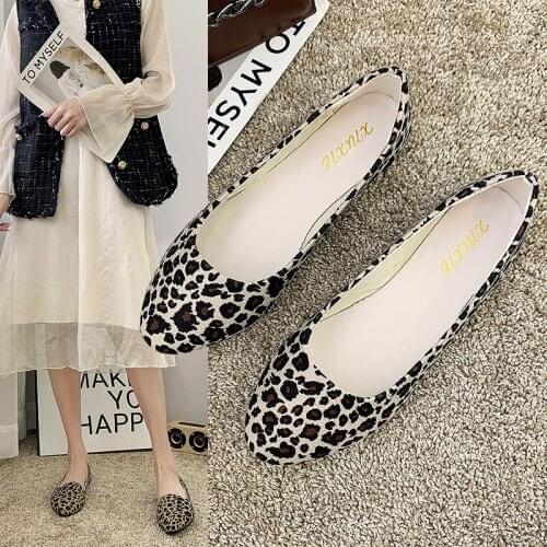 Ballet Flats for Women Comfortable Womens Flats Spring Summer Office Lady Shoes Slip on Pointed Toe Leopard Flats Shoes 42 43