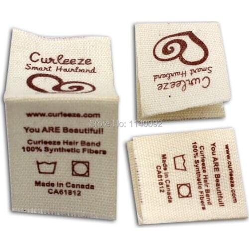 Free shipping custom clothing loop fold cotton label/cotton tag printing/garment main labels/shirt labels/logo/brand 1000 pcs