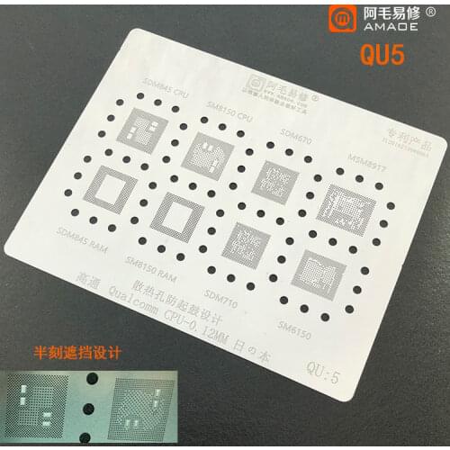 BGA Reballing Stencil for Qualcomm CPU RAM SDM845/SDM670/SDM854/SDM710/SM8150/SM6150/MSM8917 Direct Heat Template