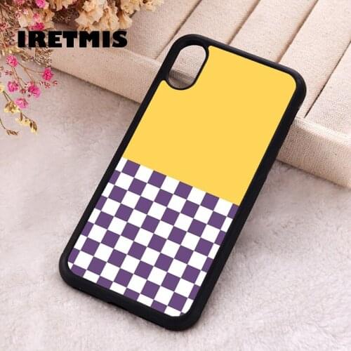 Iretmis 5 5S SE 2020 Phone Cover Case for iPhone 6 6S 7 8 Plus X Xs XR 11 12 Mini Pro Max Silicone TPU Yellow And Checkers