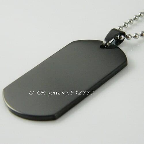 316L Stainless Steel Black Dog Tags Pendant With Beads Chain Necklace Pendant Fashion Army dog tags Jewelry