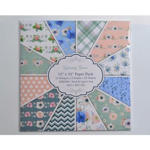 DIY Album Photo Scrapbooking set Spring Time Decorative Papers Craft paper 12"inch X 12" inch Single Side Printed 24 pcs/Set