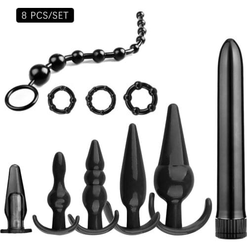 EXVOID 10 Pcs Anal Plug Set Dildo Vibrator Sex Toys For Women Men G Spot Massager Cock Penis Ring Sensuality Butt Beads Kit