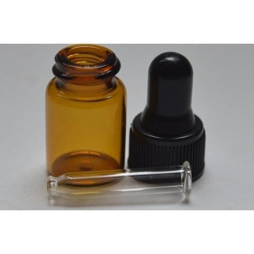 5pcs/lot 2ml Small Amber Perfume Bottles Small Dropper Vial For Essential Oil Glass Dropper Bottles