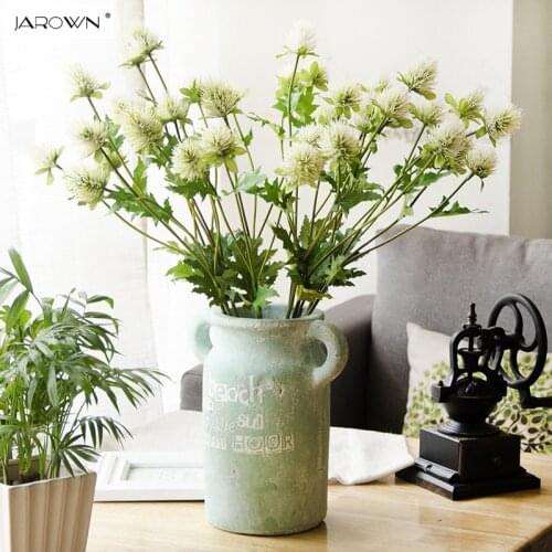 JAROWN Artificial 3Heads Silk Flowers Artificial Plants Simulation Eryngo 4Colors decorative Flowers For Wedding Party Home