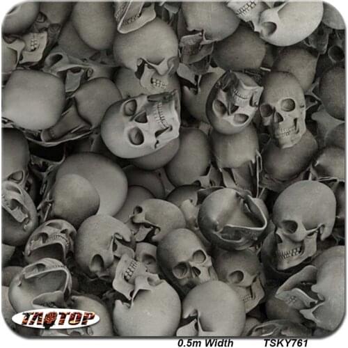 ITAATOP 10M*0.5M White Skulls Skullcap Design Pattern Hydrographic Films Water Transfer Printing Film TSKY761