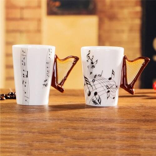 Ceramic Musical Instrument Mugs Cup Personality Music Note Milk Juice Lemon Mug Coffee Tea Cup Home Office Drinkware Xmas Gift