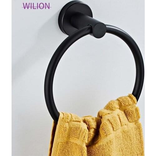 Matt Black Towel Ring Wall Mounted Stainless Steel Material Popular Used At Bathroom