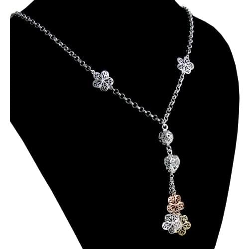 Fashion Flower Pendant Necklace Lovely 100%925 Sterling Silver Choker Short WomenHoliday Romantic Gift Jewelry Wholesale