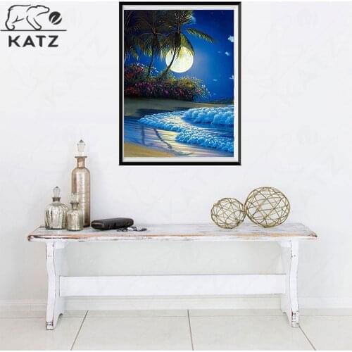 Moonscape Diamond Painting Ocean Wave Embroidery Crossing Diy Landscape Mosaic Art Gift Cross Stitch Home Decoration