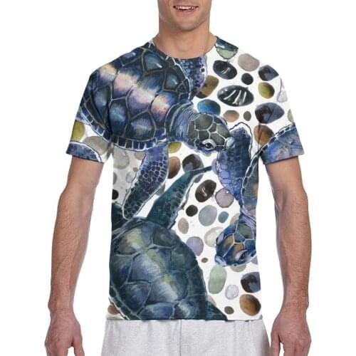 2020 Mens T shirts Fashion New Summer Mens Short Sleeve T-shirt Casual Sea Turtle Underwater Life Tshirt For Man Full Printed