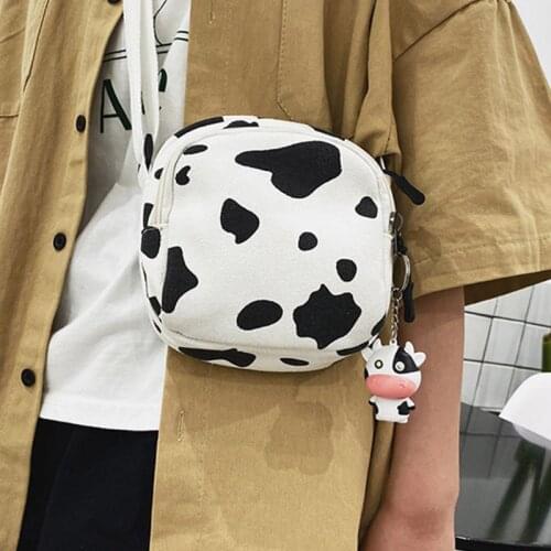Women Girls Cartoon Cow Print Shoulder Crossbody Bag Tote Satchel Phone Purse Q1QA