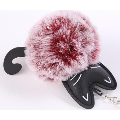 New Cute Fluffy Cartoon Cat Fur Ball Key Chain Women Pompom Car Keychain Trendy Key Ring Holder Bag Backpack Pendant Accessories