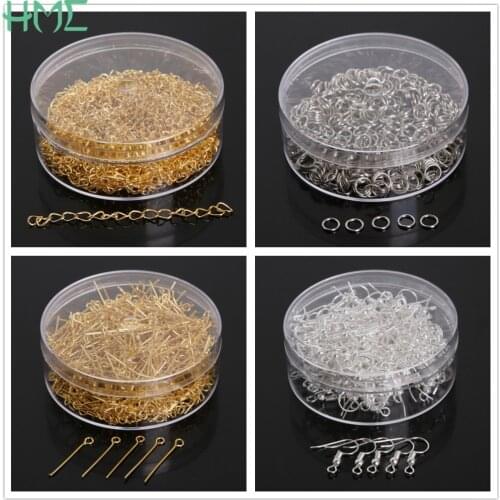 1Box Iron Chains Crimp End Caps Crimp Beads Buckle Pins Single Ring For Jewelry Making DIY Necklace Bracelet Earring Handmade