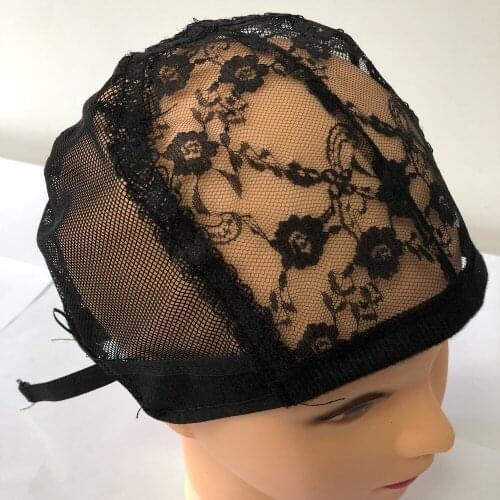 Wholesale 10 Pcs/Lot Black Dome Double Lace Wig Caps For Making Wigs And Hair Weaving Stretch Adjustable Back, One Size Fit All
