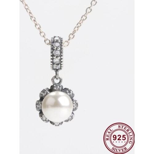 Original 925 Sterling Silver Charm New Fashion Shining Pearl Pendant Fit Pandora Women Bracelet & Necklace Diy Jewelry