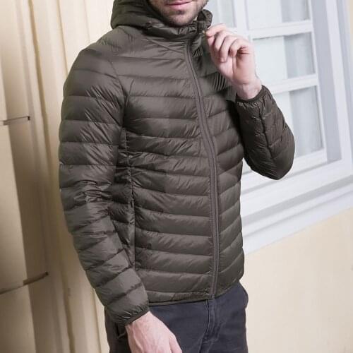 PARKLEES 2021 Winter Men Parkas Warm Windbreak Waterproof Puffer Jacket Zipper Soft Thin Down Coat Plus Size Jackets 8+Colors