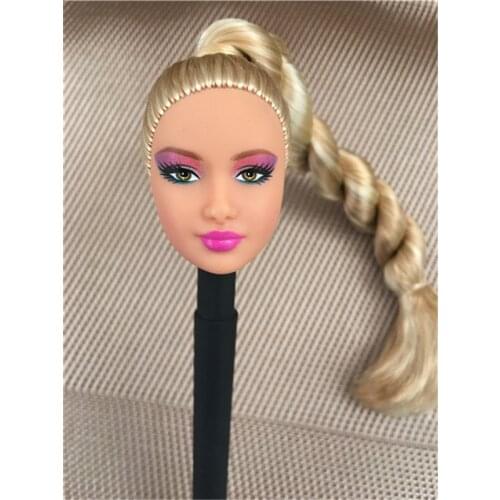 Rare Face Doll Head 1/6 Doll Toys Part Bobo Multi-Colorful Hair Princess Doll Accessories DIY Make Up Practice Doll Heads
