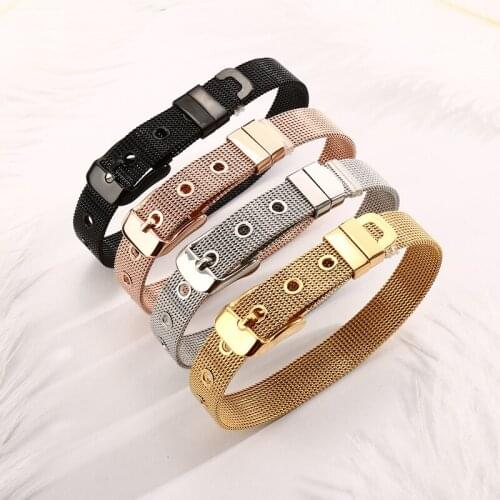 Adjustable Wristband Bracelets Classic Stainless Steel Bracelet & Bangle Flexible Belt Design for Men Women Jewelry Gift