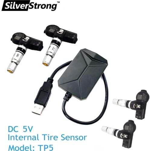 SilverStrong TPMS USB Tire Alarm Auto Tire Pressure Monitoring System 4 Tire Sensors Temperature for Android Car DVD