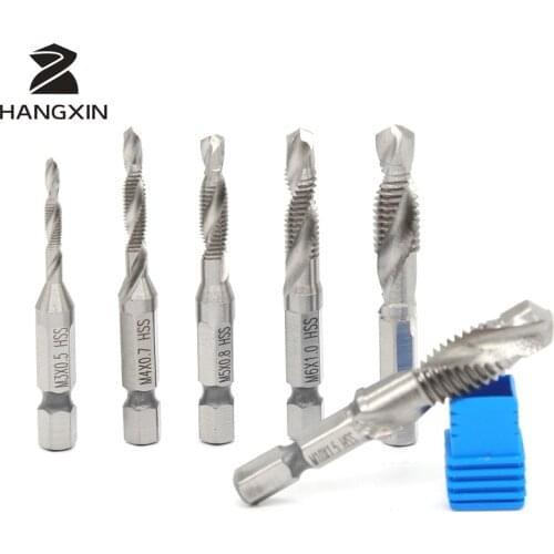 6PCS Drilling Combinations Faucets M3 M4 M5 M6 M8 M10 HSS6542 Metric Metal Drilling Tap Drilling Titanium Valve Cutter Assemblie