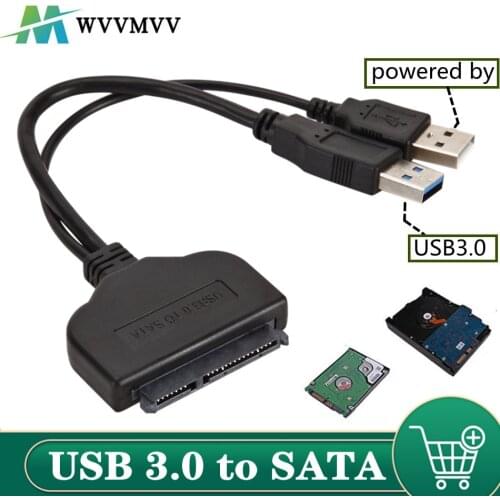 WVVMVV USB Sata Cable Sata 3 To USB 3.0 Adapter Computer Cables Connectors USB Sata Adapter Cable Support 2.5 Inches SSD HDD