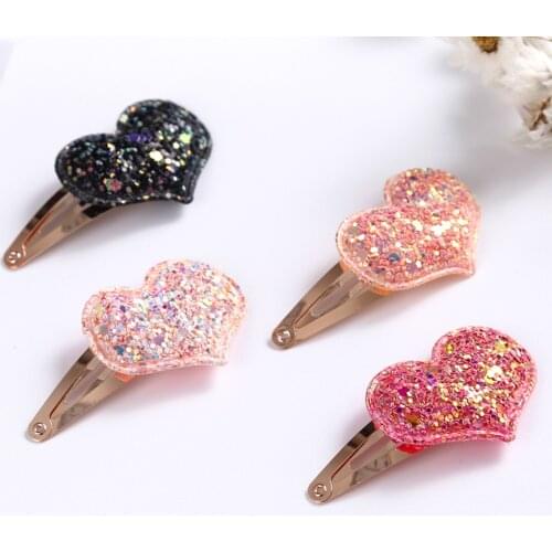 1pcs Heart Shining Baby Hair Clips for New Born Red Hairpins for Children Headband Baby Hair Accessories 6 Colors