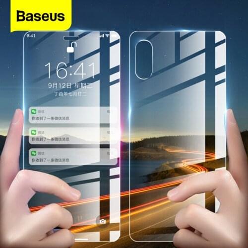 Baseus Front Back Glass Screen Protector For iPhone Xs Max XR Tempered Glass For iPhoneXs Max Protective Glass Rear Film Cover