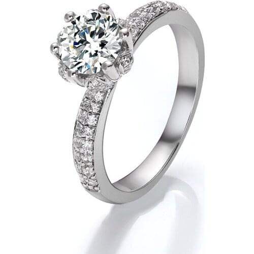 Women Wedding Rings s925 Sterling Silver 1ct 6 Claw Round Cut Moissanite Rings D Color Moissanite Jewelry Wedding 4.25-7.5 inch